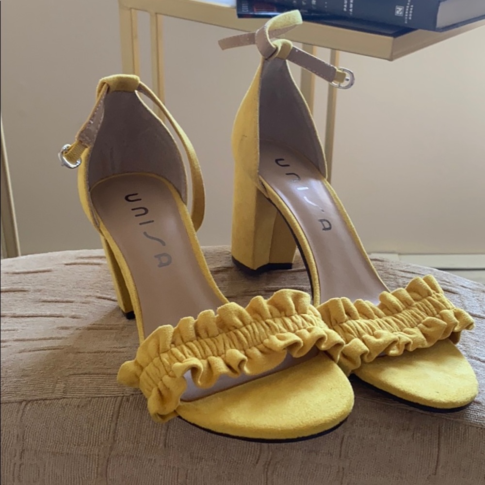 Yellow healed sandals